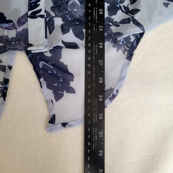 Candies Blue Floral Hi Lo Button‎ Up Roll Tab Sleeves Flowercore Bloomcore XS - Picture 7 of 7